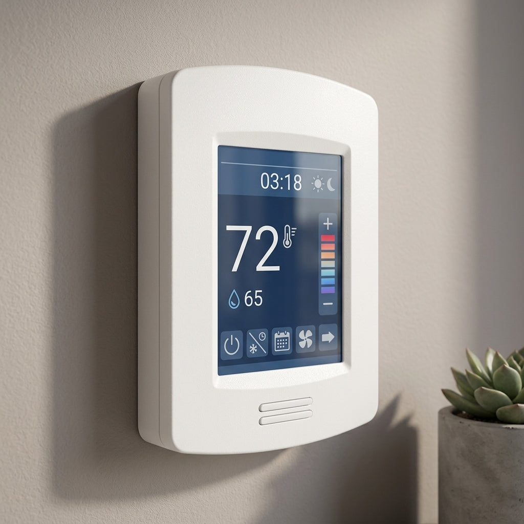 SDS HVAC Supply Wired Wall Controller – Customizable Touch Home Screen, Temp & Humidity Sensing, 12 VDC-1