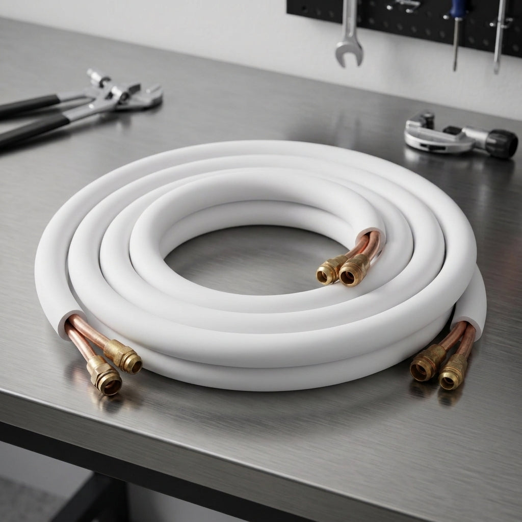 SDS HVAC Supply R-454B Pre-Charged Quick-Connect Line Set with Comm Cable – 1/4" x 3/8", 50 ft, for 6K/9K/12K-1