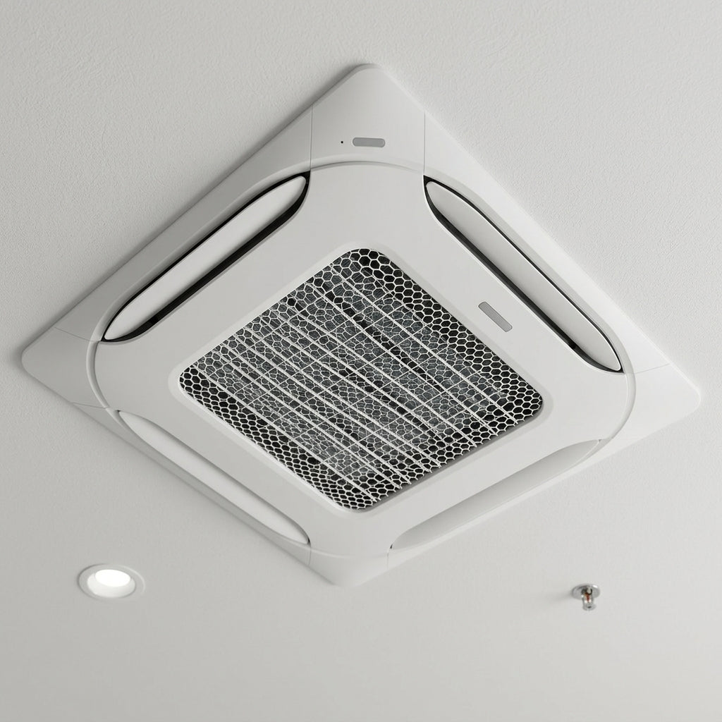 SDS HVAC Supply 2' x 2' 4-Way Ceiling Cassette Front Grille – White, 7 lb, Return Air Panel-2
